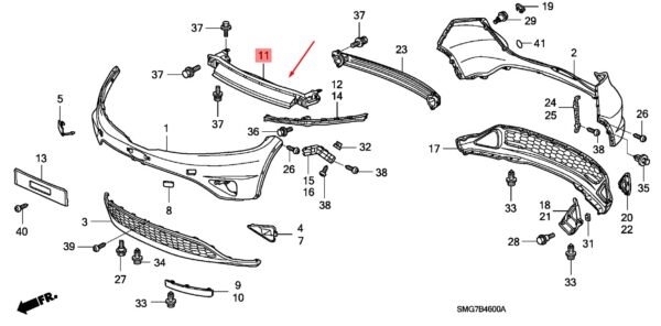 Усилитель переднего бампера  Honda  Civic 2005-2012  усилитель бампера центральный, ХЭТЧБЕК  Тайвань (TW) — изображение 2