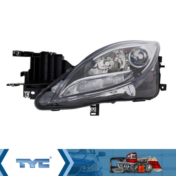Фара левая  Mazda  6 2007-2012  электрическая регулировка, черно-хромированный отражатель  Тайвань (TYC)