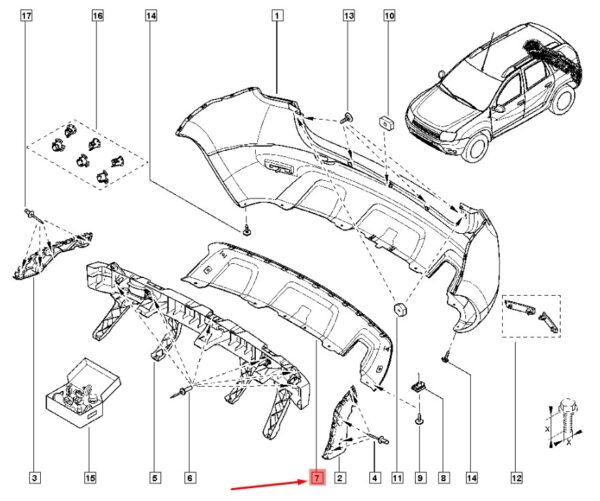 Бампер задний  Renault  Duster 2010-2021  нижняя часть  Тайвань (TW) — изображение 2