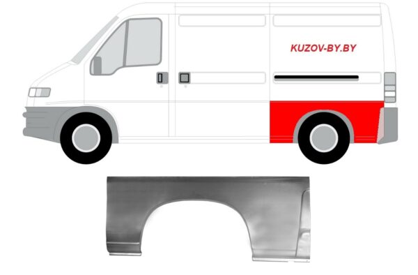 Арка задняя левая  Fiat  Ducato 1994-2006  наружная часть, длиная база, оцинковка, Польша  Польша (KD)