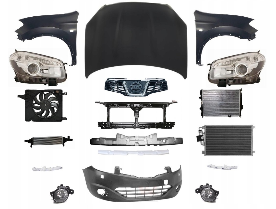 Передняя часть (ноускат) в сборе Nissan Qashqai 2007-2014 рестайлинг, можно целиком, а также отдельно каждый элемент Тайвань